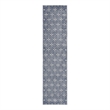 Pemberly Row Contemporary 8' Runner Blue Ivory Fabric Area Rug