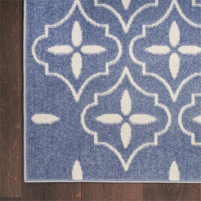 Pemberly Row Modern / Contemporary 4'x6' Blue Ivory Fabric Area Rug