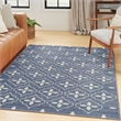 Pemberly Row Modern / Contemporary 4'x6' Blue Ivory Fabric Area Rug