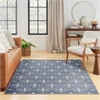 Pemberly Row Modern / Contemporary 4'x6' Blue Ivory Fabric Area Rug