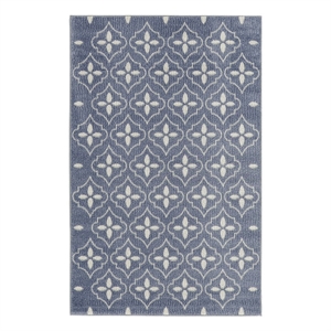 Pemberly Row Modern / Contemporary 4'x6' Blue Ivory Fabric Area Rug