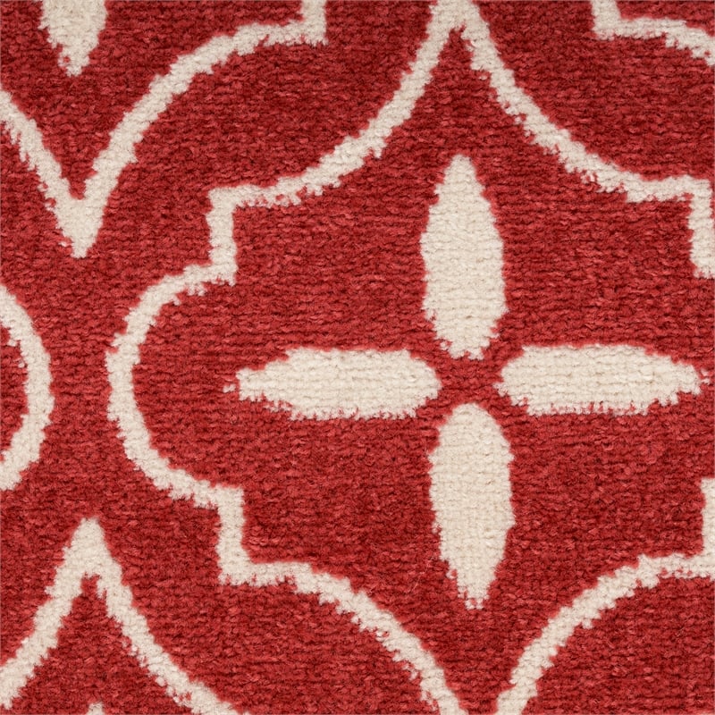 Pemberly Row Contemporary 8' Runner Brick Ivory Fabric Area Rug