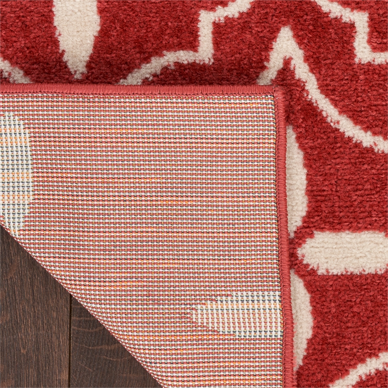 Pemberly Row Contemporary 8' Runner Brick Ivory Fabric Area Rug