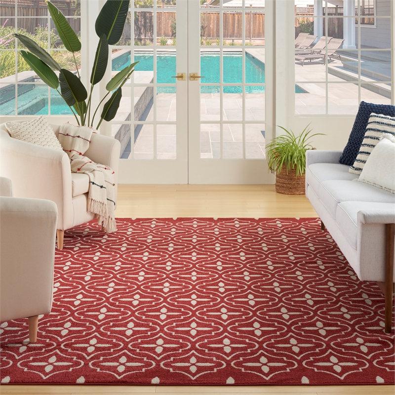 Pemberly Row Modern / Contemporary 5'x7' Brick Ivory Fabric Area Rug