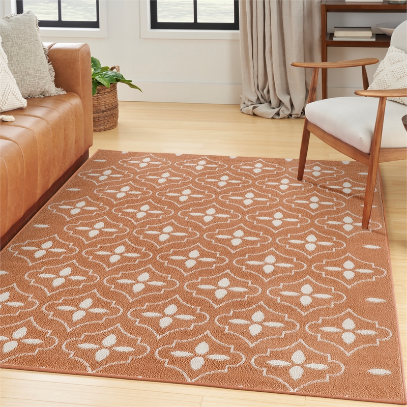 Pemberly Row Modern / Contemporary 4'x6' Copper Fabric Area Rug