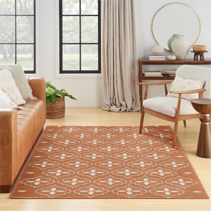 Pemberly Row Modern / Contemporary 4'x6' Copper Fabric Area Rug