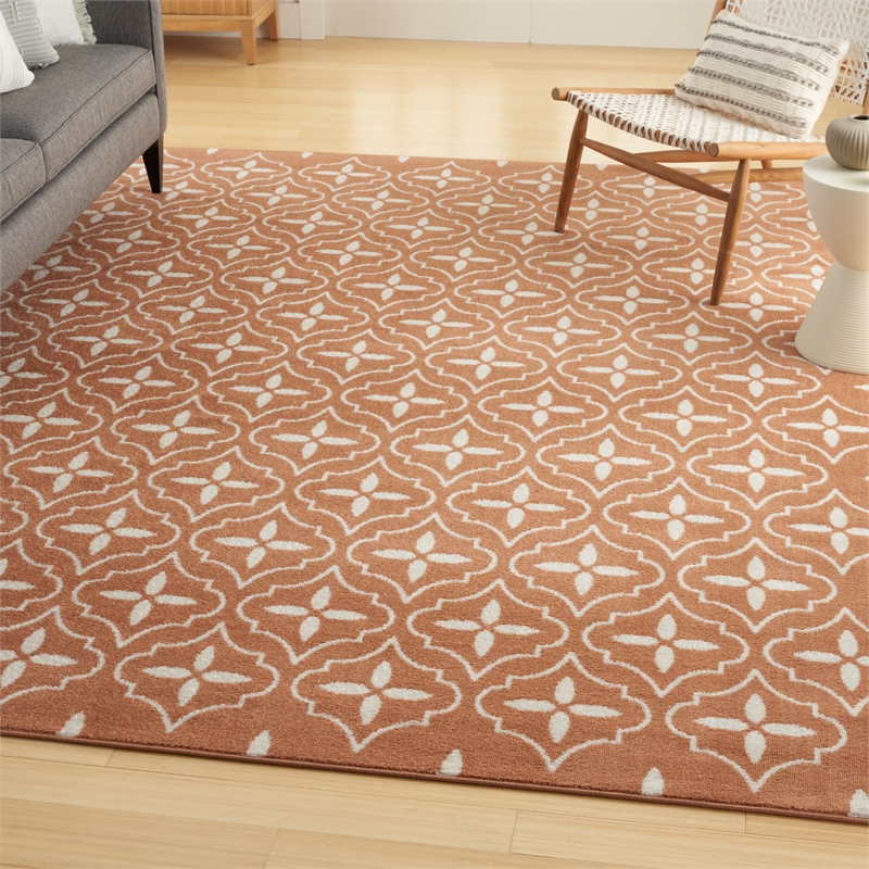 Pemberly Row Modern / Contemporary 5'x7' Copper Fabric Area Rug