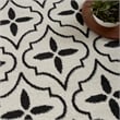 Pemberly Row Modern / Contemporary 5'x7' Ivory Black Fabric Area Rug