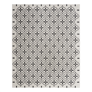 Pemberly Row Modern / Contemporary 5'x7' Ivory Black Fabric Area Rug