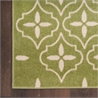Pemberly Row Contemporary 8' Runner Green Ivory Fabric Area Rug