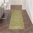 Pemberly Row Contemporary 8' Runner Green Ivory Fabric Area Rug