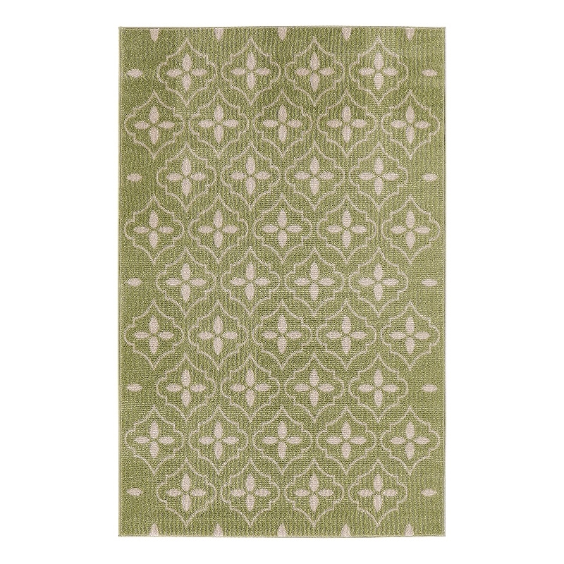 Pemberly Row Modern / Contemporary 4'x6' Green Ivory Fabric Area Rug