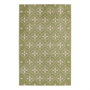 Pemberly Row Modern / Contemporary 4'x6' Green Ivory Fabric Area Rug