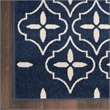 Pemberly Row Contemporary 8' Runner Navy Ivory Fabric Area Rug