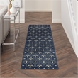 Pemberly Row Contemporary 8' Runner Navy Ivory Fabric Area Rug