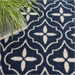 Pemberly Row Contemporary 8' Runner Navy Ivory Fabric Area Rug