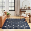 Pemberly Row Modern / Contemporary 4'x6' Navy Ivory Fabric Area Rug