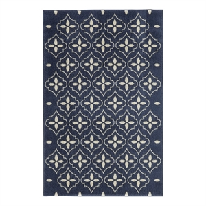 Pemberly Row Modern / Contemporary 4'x6' Navy Ivory Fabric Area Rug