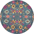 Pemberly Row Transitional 8' Round Denim Fabric Bohemian Area Rug