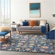 Pemberly Row Transitional 7'x10' Navy and Blue Fabric Bohemian Area Rug