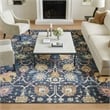 Pemberly Row Transitional 7'x10' Navy and Blue Fabric Bohemian Area Rug
