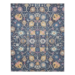 Pemberly Row Transitional 7'x10' Navy and Blue Fabric Bohemian Area Rug