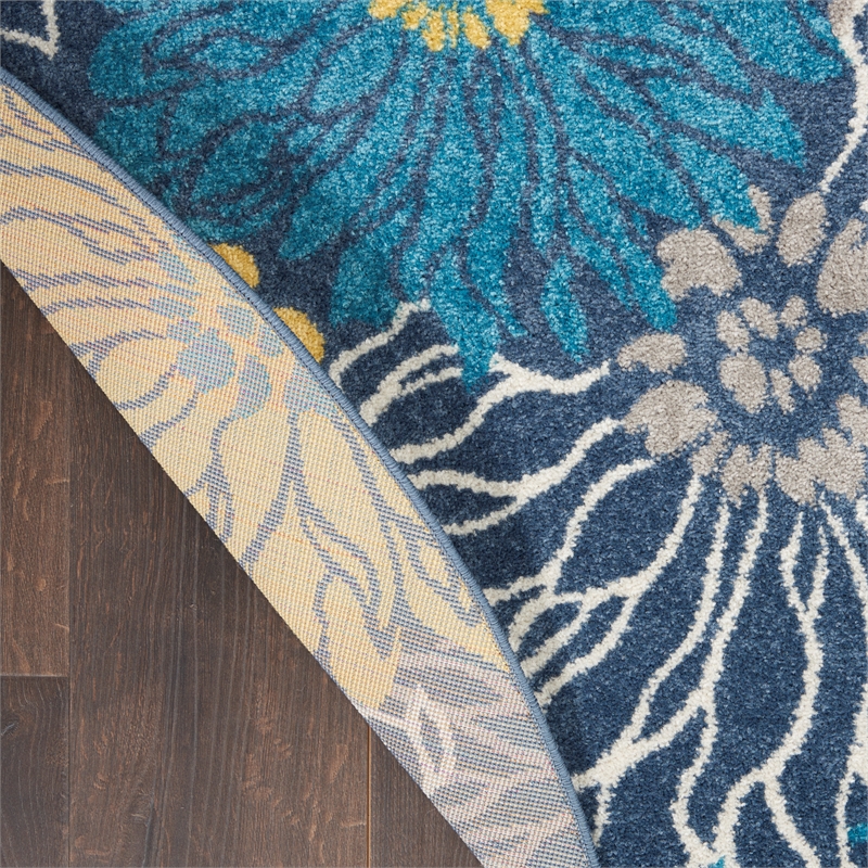 Pemberly Row Modern / Contemporary 5' Round Blue Fabric Area Rug