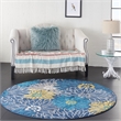 Pemberly Row Modern / Contemporary 5' Round Blue Fabric Area Rug