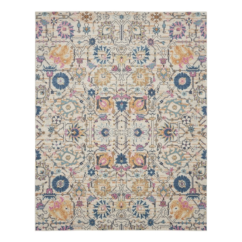 Pemberly Row 8'x10' Ivory Multicolor Fabric Bohemian Area Rug