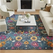 Pemberly Row Transitional 9'x12' Denim Fabric Bohemian Area Rug
