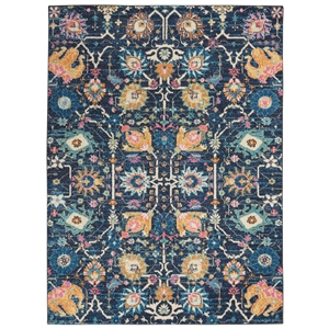 Pemberly Row Transitional 5'x7' Navy and Blue Fabric Bohemian Area Rug