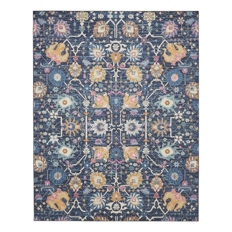 Pemberly Row Transitional 8'x10' Navy and Blue Fabric Bohemian Area Rug
