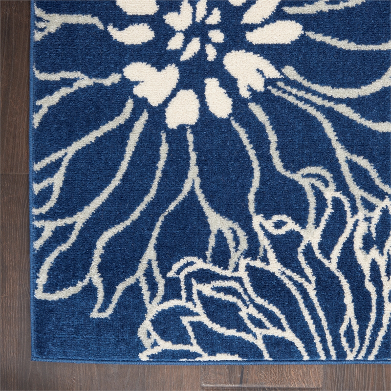 Pemberly Row Modern / Contemporary 9'x12' Navy Ivory Fabric Area Rug