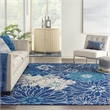 Pemberly Row Modern / Contemporary 9'x12' Navy Ivory Fabric Area Rug