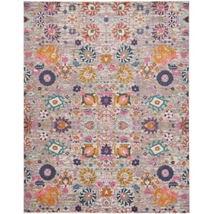 Pemberly Row 9'x12' Pink and Silver Fabric Bohemian Area Rug