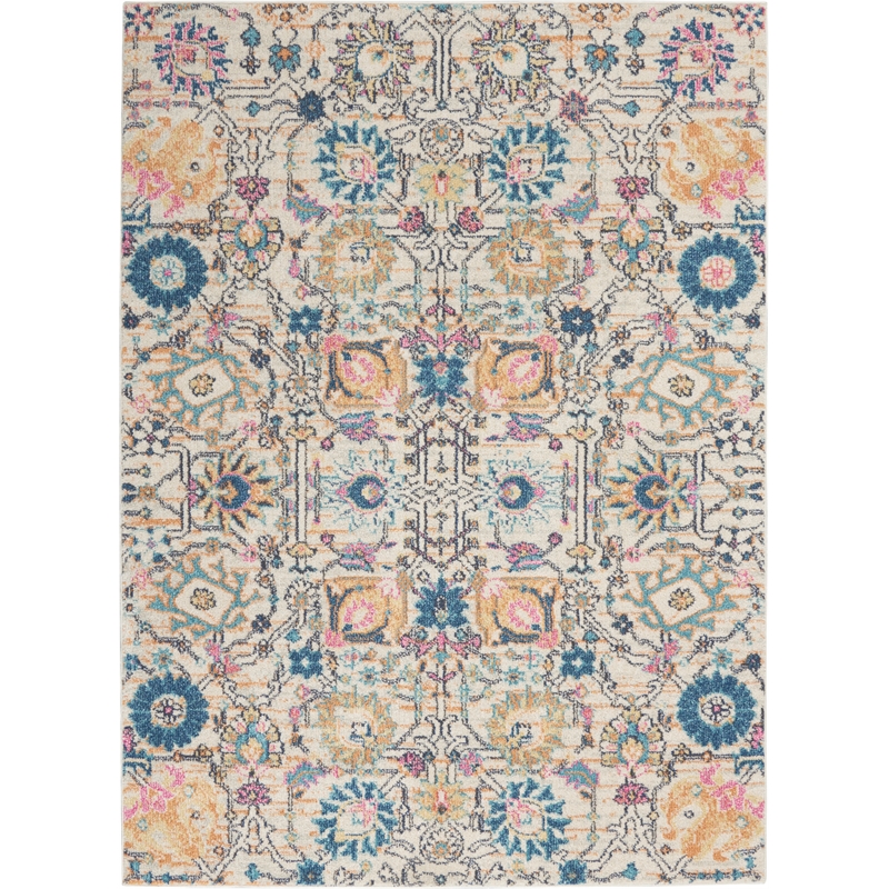 Pemberly Row 5'x7' Ivory Multicolor Fabric Bohemian Area Rug