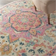 Pemberly Row Transitional 5' Round Ivory Pink Fabric Bohemian Area Rug