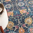 Pemberly Row Transitional 5' Round Navy Fabric Bohemian Area Rug