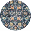 Pemberly Row Transitional 5' Round Navy Fabric Bohemian Area Rug