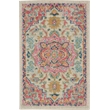 Pemberly Row Transitional 2'x3' Ivory Pink Fabric Bohemian Area Rug
