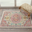 Pemberly Row Transitional 2'x3' Ivory Pink Fabric Bohemian Area Rug