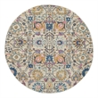 Pemberly Row 4' Round Ivory Multicolor Fabric Bohemian Area Rug