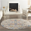 Pemberly Row 4' Round Ivory Multicolor Fabric Bohemian Area Rug