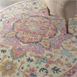 Pemberly Row Transitional 4' Round Ivory Pink Fabric Bohemian Area Rug