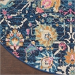 Pemberly Row Transitional 4' Round Navy Fabric Bohemian Area Rug