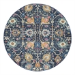Pemberly Row Transitional 4' Round Navy Fabric Bohemian Area Rug