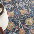 Pemberly Row Transitional 4' Round Navy Fabric Bohemian Area Rug