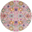Pemberly Row 4' Round Pink and Gray Fabric Bohemian Area Rug