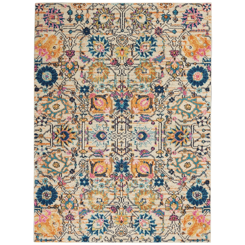 Pemberly Row 4'x6' Ivory Multicolor Fabric Bohemian Area Rug