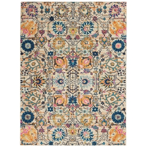 Pemberly Row 4'x6' Ivory Multicolor Fabric Bohemian Area Rug